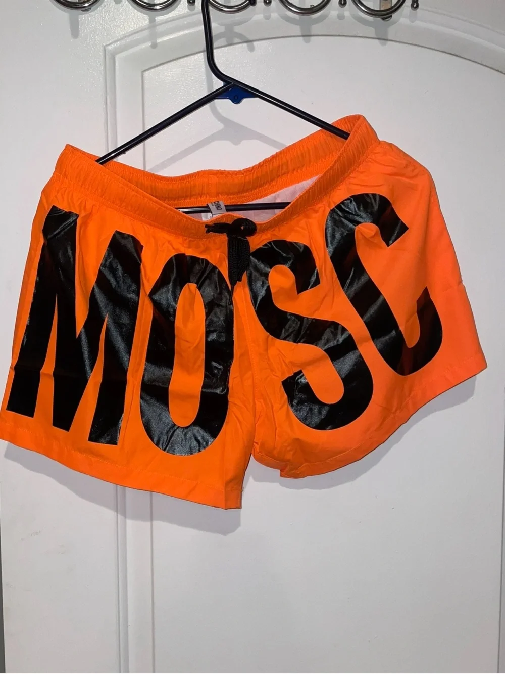 New! Moschino Neon Orange Logo Swim Shorts Oversized Graphic Beach Trunks🧡 M NWT